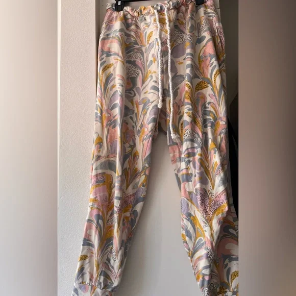 Anthropologie Floral Joggers 1X Saturday Sunday Pastel Colors - Picture 5 of 10